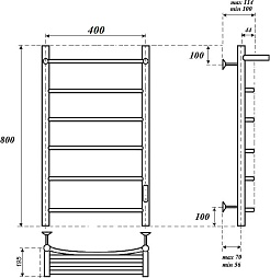 Point Полотенцесушитель электрический Афина П6 400x800 PN04848PB черный – фотография-4